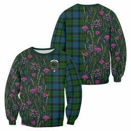 ScotsTee Shop Scottish MacKie (McKie) Family Crest Tartan Sweatshirt Scottish Thistle Flower Pattern Half Style