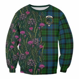 ScotsTee Shop Scottish MacKie (McKie) Family Crest Tartan Sweatshirt Scottish Thistle Flower Pattern Half Style