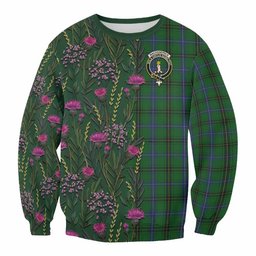 ScotsTee Shop Scottish MacKendrick (McKendrick) Family Crest Tartan Sweatshirt Scottish Thistle Flower Pattern Half Style