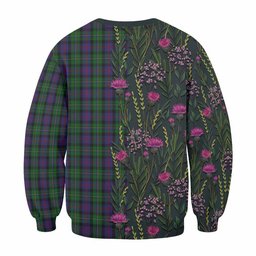 ScotsTee Shop Scottish MacCallum (McCallum) Family Crest Tartan Sweatshirt Scottish Thistle Flower Pattern Half Style