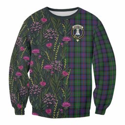 ScotsTee Shop Scottish MacCallum (McCallum) Family Crest Tartan Sweatshirt Scottish Thistle Flower Pattern Half Style