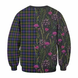 ScotsTee Shop Scottish Fleming Family Crest Tartan Sweatshirt Scottish Thistle Flower Pattern Half Style