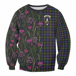ScotsTee Shop Scottish Fleming Family Crest Tartan Sweatshirt Scottish Thistle Flower Pattern Half Style