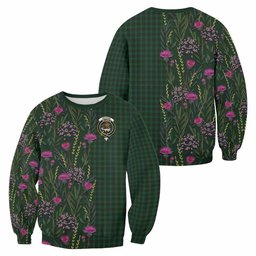 ScotsTee Shop Scottish Graham Family Crest Tartan Sweatshirt Scottish Thistle Flower Pattern Half Style