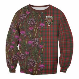 ScotsTee Shop Scottish MacKinnon (McKinnon) Family Crest Tartan Sweatshirt Scottish Thistle Flower Pattern Half Style