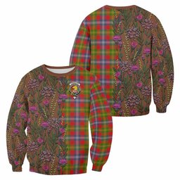 ScotsTee Shop Scottish Forrester (Foster) Family Crest Tartan Sweatshirt Scottish Thistle Flower Pattern Half Style