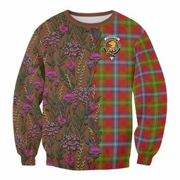 ScotsTee Shop Scottish Forrester (Foster) Family Crest Tartan Sweatshirt Scottish Thistle Flower Pattern Half Style