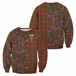 ScotsTee Shop Scottish Hay Family Crest Tartan Sweatshirt Scottish Thistle Flower Pattern Half Style