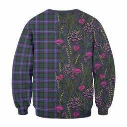 ScotsTee Shop Scottish Hunter (Hunterston) Family Crest Tartan Sweatshirt Scottish Thistle Flower Pattern Half Style