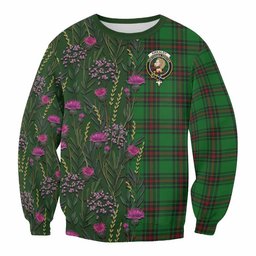 ScotsTee Shop Scottish Kirkaldy Family Crest Tartan Sweatshirt Scottish Thistle Flower Pattern Half Style