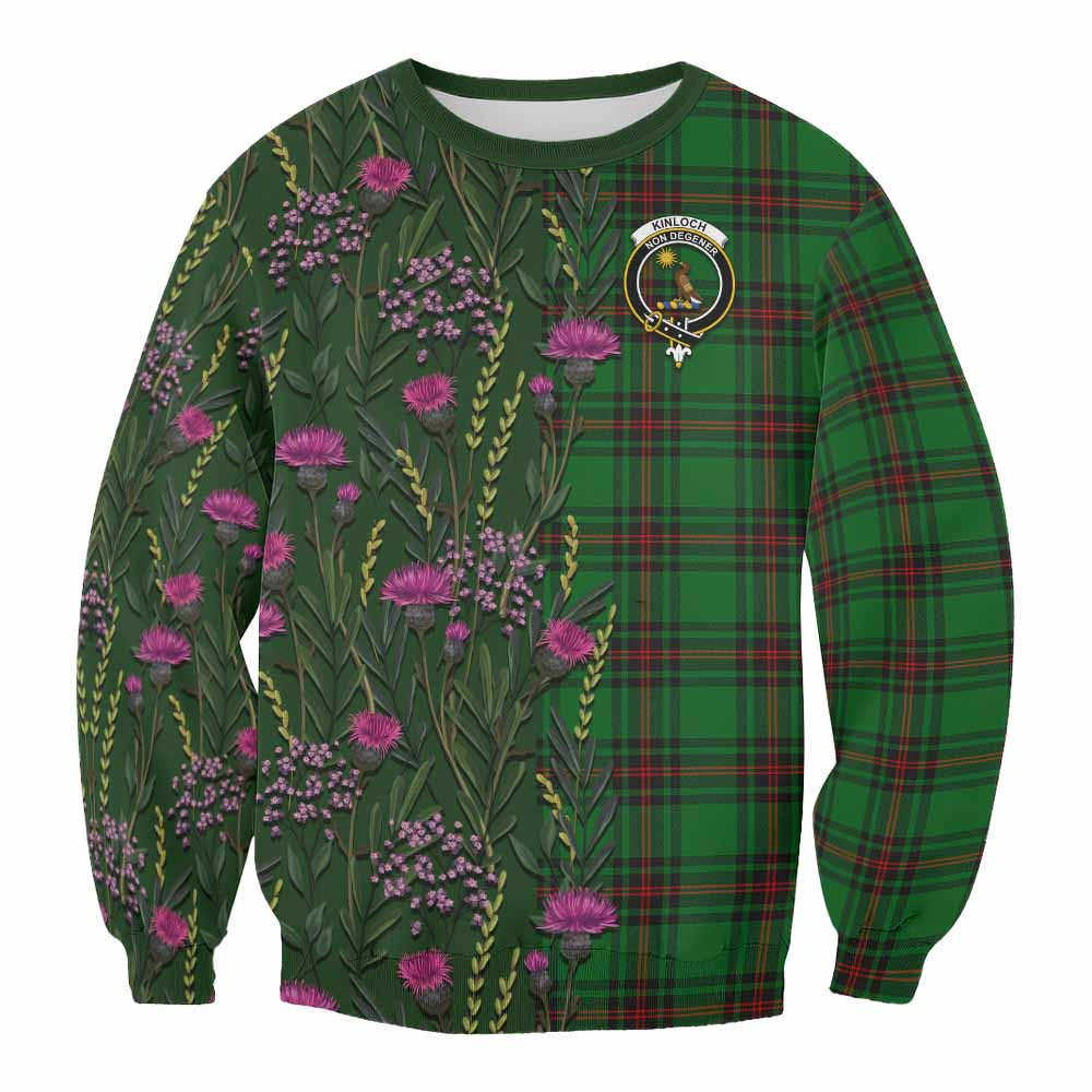 ScotsTee Shop Scottish Kinloch Family Crest Tartan Sweatshirt Scottish Thistle Flower Pattern Half Style