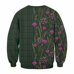 ScotsTee Shop Scottish MacAlpine (MacAlpin) Family Crest Tartan Sweatshirt Scottish Thistle Flower Pattern Half Style