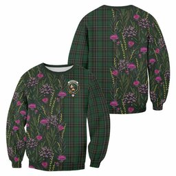 ScotsTee Shop Scottish MacAlpine (MacAlpin) Family Crest Tartan Sweatshirt Scottish Thistle Flower Pattern Half Style