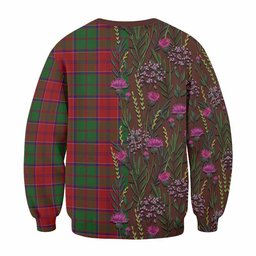 ScotsTee Shop Scottish Grant Family Crest Tartan Sweatshirt Scottish Thistle Flower Pattern Half Style