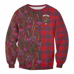 ScotsTee Shop Scottish Leslie Family Crest Tartan Sweatshirt Scottish Thistle Flower Pattern Half Style