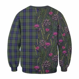 ScotsTee Shop Scottish MacLaren (McLaren) Family Crest Tartan Sweatshirt Scottish Thistle Flower Pattern Half Style