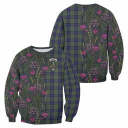 ScotsTee Shop Scottish MacLaren (McLaren) Family Crest Tartan Sweatshirt Scottish Thistle Flower Pattern Half Style