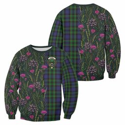 ScotsTee Shop Scottish Mowat Family Crest Tartan Sweatshirt Scottish Thistle Flower Pattern Half Style