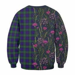 ScotsTee Shop Scottish MacKinlay (McKinlay) Family Crest Tartan Sweatshirt Scottish Thistle Flower Pattern Half Style