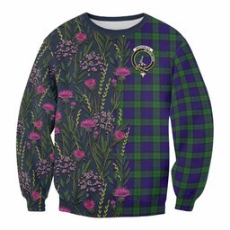 ScotsTee Shop Scottish MacKinlay (McKinlay) Family Crest Tartan Sweatshirt Scottish Thistle Flower Pattern Half Style