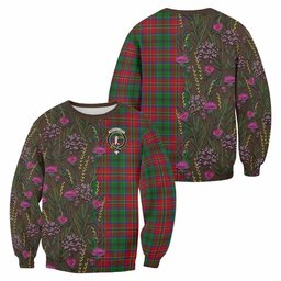 ScotsTee Shop Scottish MacCulloch (McCulloch) Family Crest Tartan Sweatshirt Scottish Thistle Flower Pattern Half Style