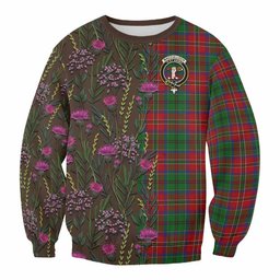 ScotsTee Shop Scottish MacCulloch (McCulloch) Family Crest Tartan Sweatshirt Scottish Thistle Flower Pattern Half Style
