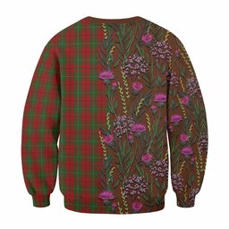 ScotsTee Shop Scottish MacAulay (MacAuley) Family Crest Tartan Sweatshirt Scottish Thistle Flower Pattern Half Style