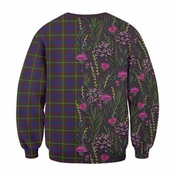 ScotsTee Shop Scottish Durie Family Crest Tartan Sweatshirt Scottish Thistle Flower Pattern Half Style