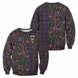 ScotsTee Shop Scottish Durie Family Crest Tartan Sweatshirt Scottish Thistle Flower Pattern Half Style