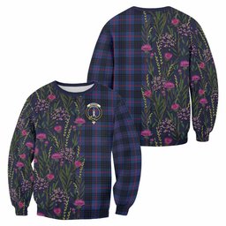 ScotsTee Shop Scottish Morgan Family Crest Tartan Sweatshirt Scottish Thistle Flower Pattern Half Style