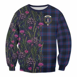 ScotsTee Shop Scottish Morgan Family Crest Tartan Sweatshirt Scottish Thistle Flower Pattern Half Style