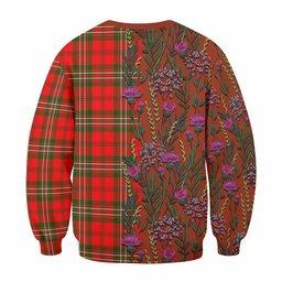 ScotsTee Shop Scottish Langlands Family Crest Tartan Sweatshirt Scottish Thistle Flower Pattern Half Style