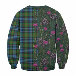 ScotsTee Shop Scottish Newlands Family Crest Tartan Sweatshirt Scottish Thistle Flower Pattern Half Style
