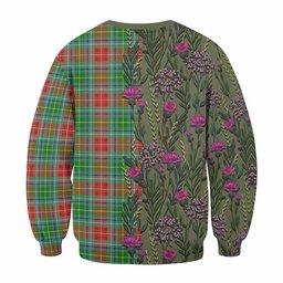 ScotsTee Shop Scottish Muirhead Family Crest Tartan Sweatshirt Scottish Thistle Flower Pattern Half Style
