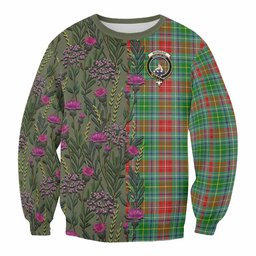 ScotsTee Shop Scottish Muirhead Family Crest Tartan Sweatshirt Scottish Thistle Flower Pattern Half Style