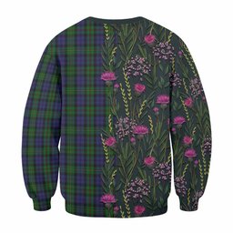 ScotsTee Shop Scottish MacEwan (MacEwen) Family Crest Tartan Sweatshirt Scottish Thistle Flower Pattern Half Style