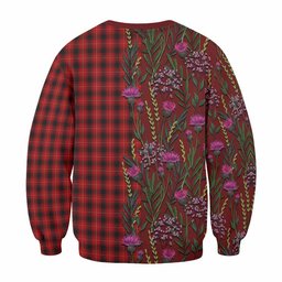 ScotsTee Shop Scottish MacIver (McIver) Family Crest Tartan Sweatshirt Scottish Thistle Flower Pattern Half Style