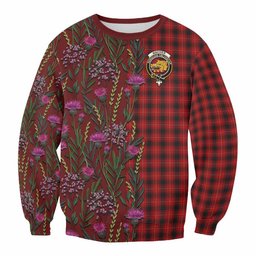 ScotsTee Shop Scottish MacIver (McIver) Family Crest Tartan Sweatshirt Scottish Thistle Flower Pattern Half Style