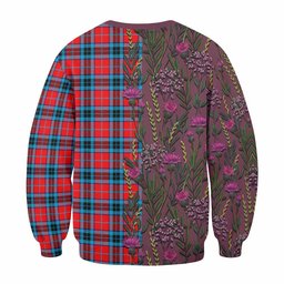 ScotsTee Shop Scottish MacTavish (McTavish) Family Crest Tartan Sweatshirt Scottish Thistle Flower Pattern Half Style