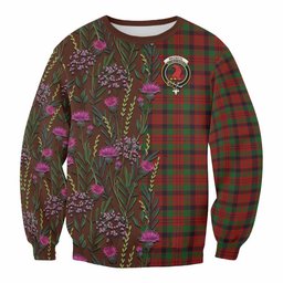 ScotsTee Shop Scottish MacNicol (McNicol) Family Crest Tartan Sweatshirt Scottish Thistle Flower Pattern Half Style