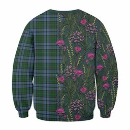 ScotsTee Shop Scottish Forsyth Family Crest Tartan Sweatshirt Scottish Thistle Flower Pattern Half Style