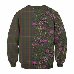 ScotsTee Shop Scottish Hall Family Crest Tartan Sweatshirt Scottish Thistle Flower Pattern Half Style