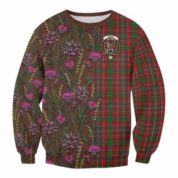 ScotsTee Shop Scottish Innes Family Crest Tartan Sweatshirt Scottish Thistle Flower Pattern Half Style