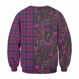 ScotsTee Shop Scottish Montgomery Family Crest Tartan Sweatshirt Scottish Thistle Flower Pattern Half Style