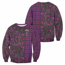 ScotsTee Shop Scottish Montgomery Family Crest Tartan Sweatshirt Scottish Thistle Flower Pattern Half Style