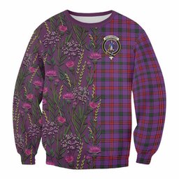 ScotsTee Shop Scottish Montgomery Family Crest Tartan Sweatshirt Scottish Thistle Flower Pattern Half Style