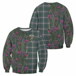 ScotsTee Shop Scottish MacDowall (McDowall) Family Crest Tartan Sweatshirt Scottish Thistle Flower Pattern Half Style