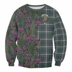 ScotsTee Shop Scottish MacDowall (McDowall) Family Crest Tartan Sweatshirt Scottish Thistle Flower Pattern Half Style