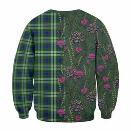 ScotsTee Shop Scottish Learmonth Family Crest Tartan Sweatshirt Scottish Thistle Flower Pattern Half Style