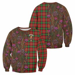 ScotsTee Shop Scottish Fullerton Family Crest Tartan Sweatshirt Scottish Thistle Flower Pattern Half Style